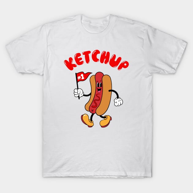 Hot Dog Race Ketchup T-Shirt by Super Secret Villain